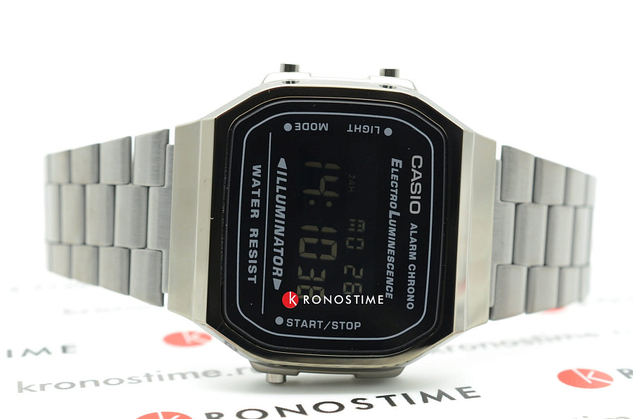 Часы Casio Collection A168WGG-1BDF (A168WGG-1B) — мужские, сталь с ip покрытием
