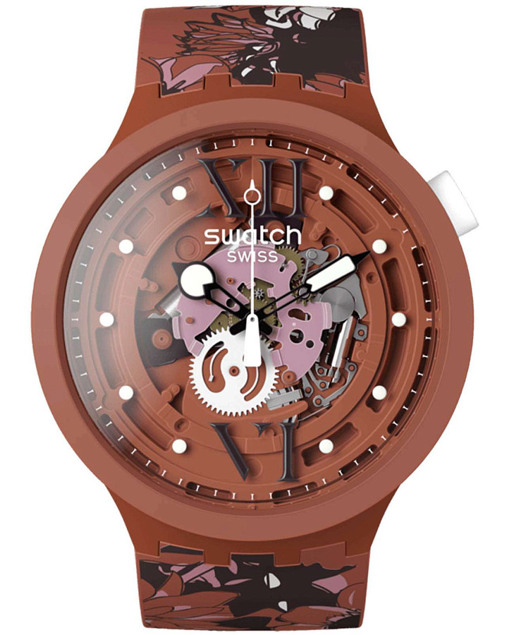 Часы Swatch Big Bold Biosourced Lacquered SB05C100 — мужские, коричневый