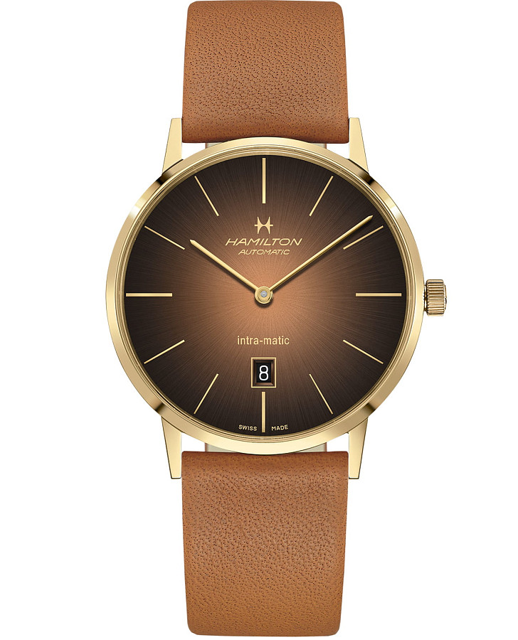 Часы Hamilton American Classic Intra-Matic Auto H38735501 — мужские, коричневый