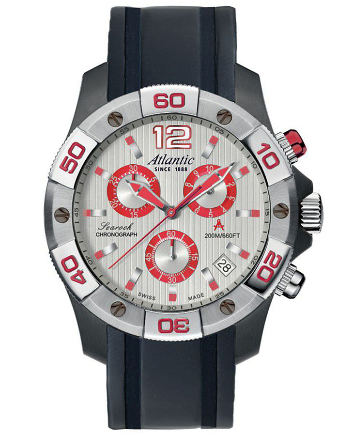 Часы Atlantic Searock Chronograph 87471.47.25R — мужские, серебристый