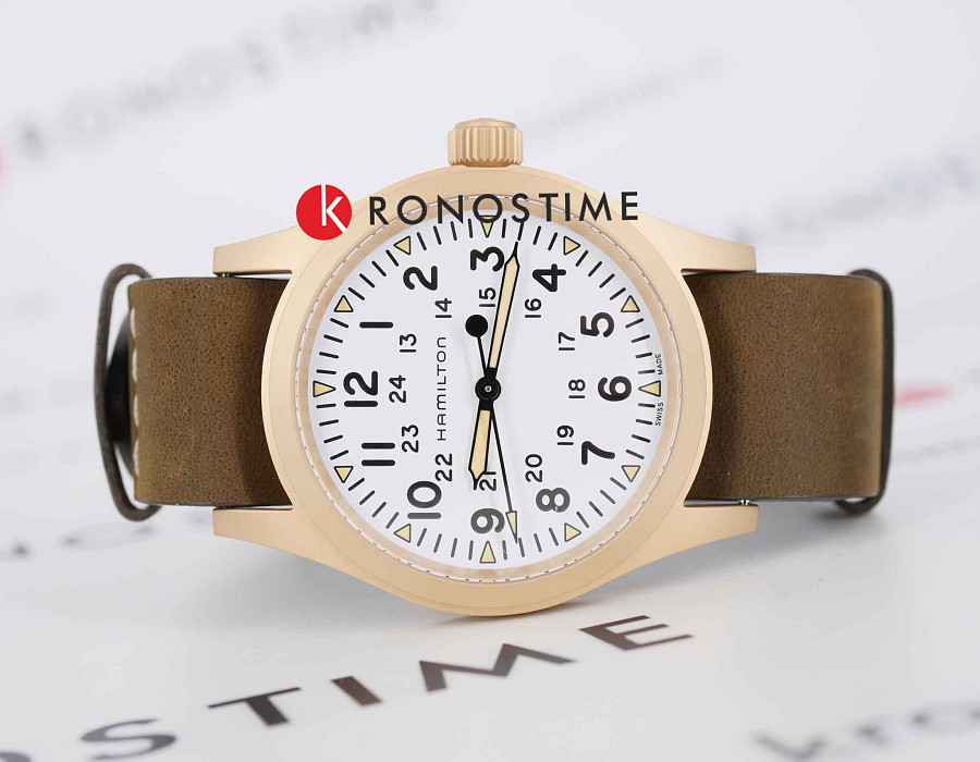 Часы Hamilton Khaki Field Mechanical Bronze H69459510 — механические, титан бронза