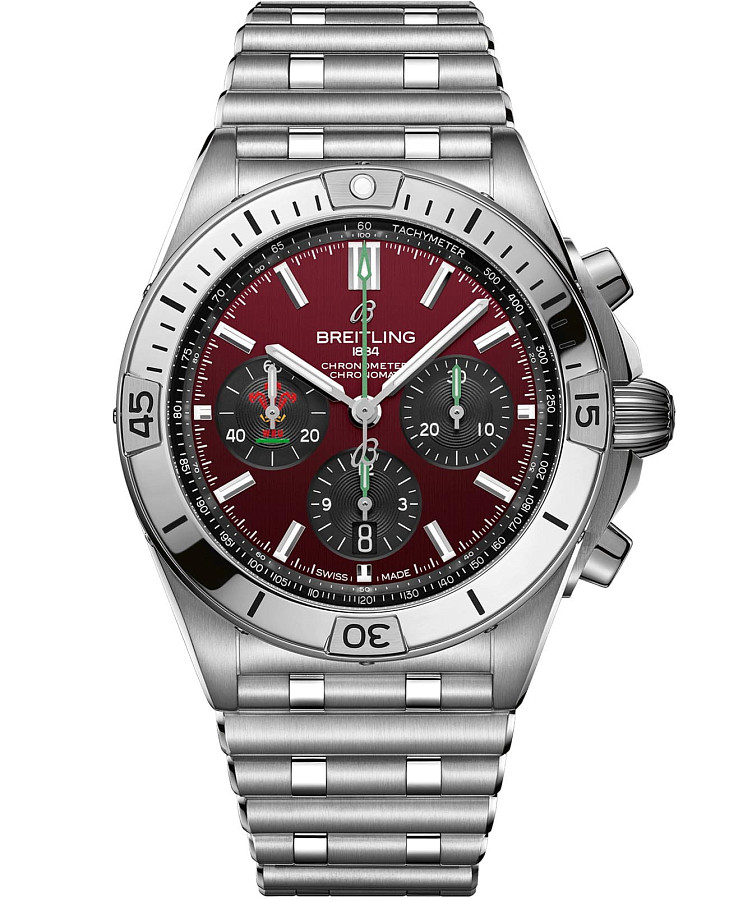 Часы Breitling Chronomat B01 42 Six Nations Wales AB0134A61K1A1 — мужские, бордовый