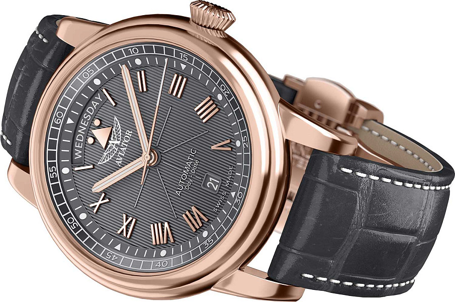 Часы Aviator Douglas Day-Date V.3.35.2.283.4 — механические, сталь металл