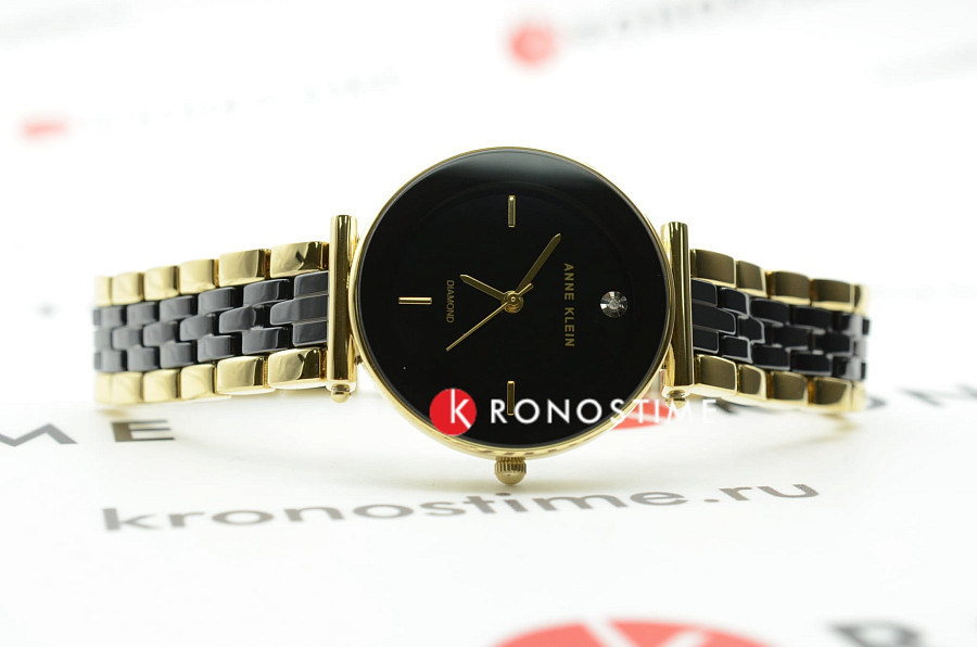 Часы Anne Klein Diamond 3158BKGB — сталь + pvd + керамика, женские