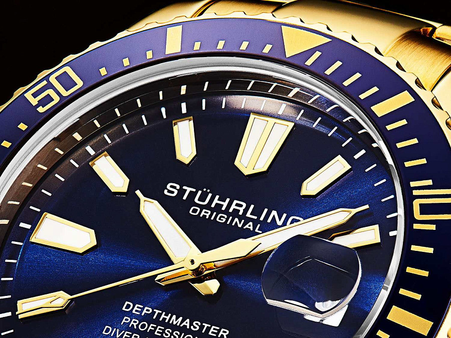 Часы Stuhrling Aquadiver 3950A.8 — нержавеющая сталь с pvd-покрытием, мужские