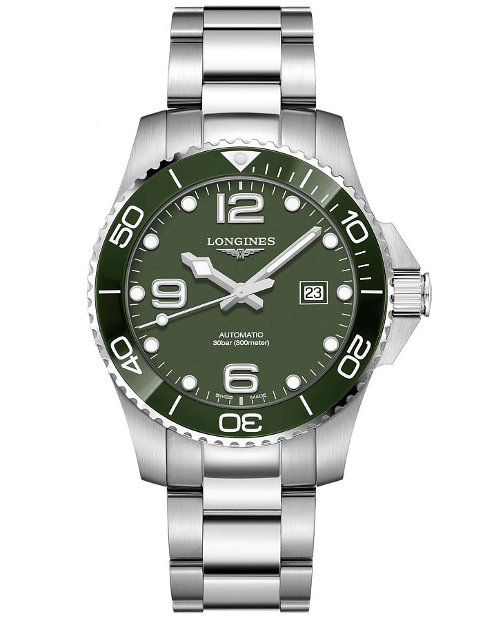 Часы Longines HydroConquest L3.782.4.06.6 — мужские, зеленый