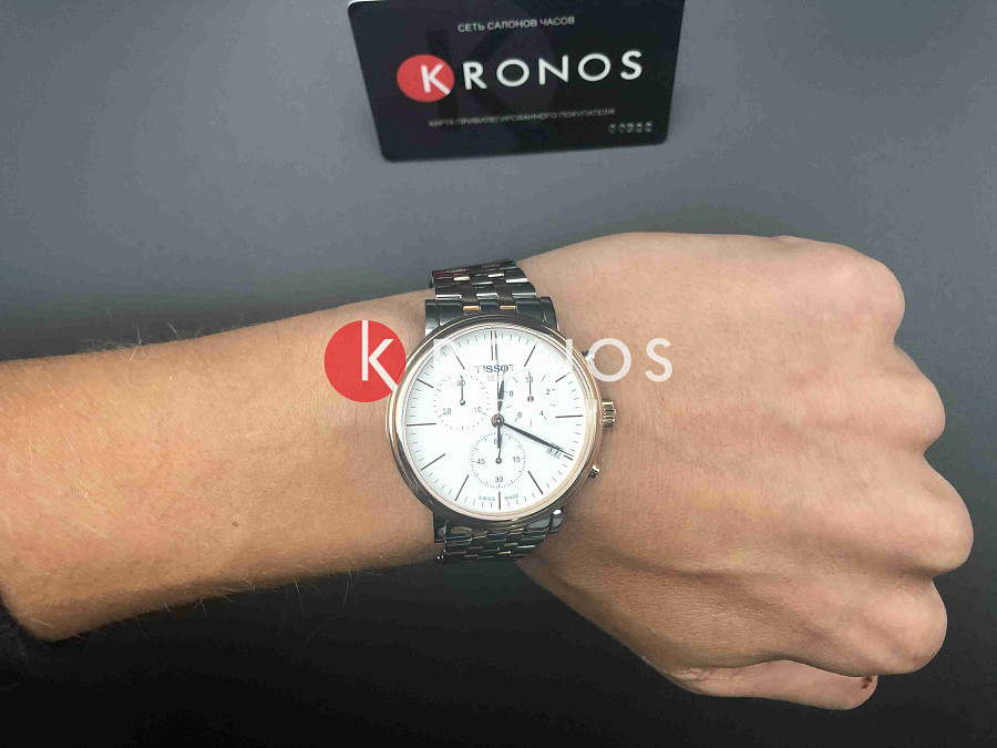 Часы Tissot Carson Premium Chronograph T122.417.22.011.00 — белый, металл сталь