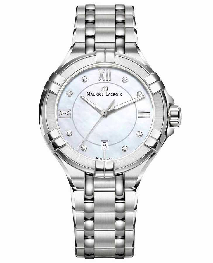 Часы Maurice Lacroix Aikon Date AI1004-SS002-170-1 — женские, перламутровый