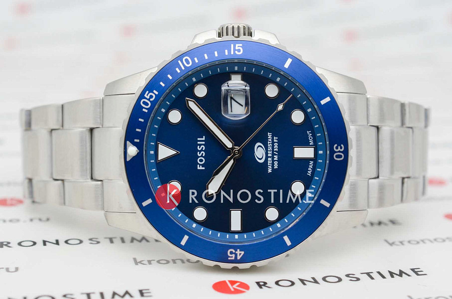 Часы Fossil Blue FS6029 — кварцевые, металл сталь