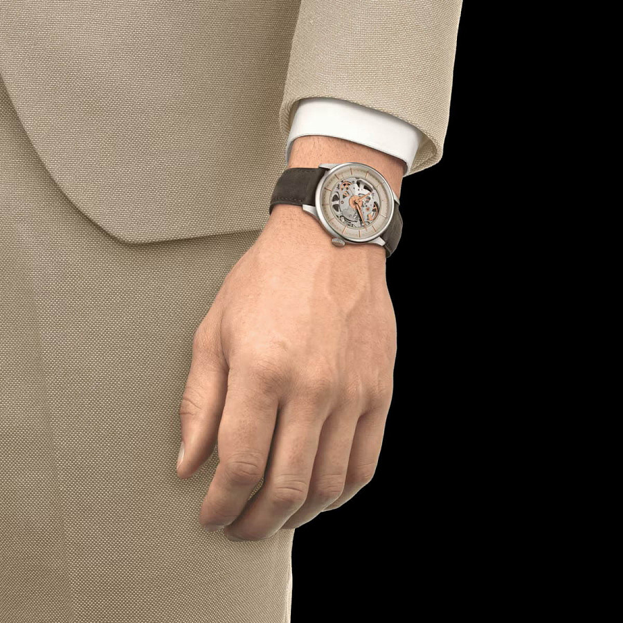 Часы Tissot Chemin des Tourelles Squelette T139.836.16.261.00 — кожаный, мужские