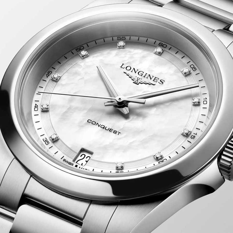 Часы Longines Conquest 34 mm L3.460.4.87.6 — кварцевые, сталь металл