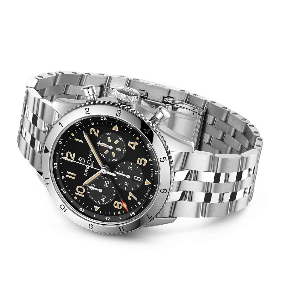 Часы Breitling Super Avi B04 Chronograph GMT 46 P-51 Mustang AB04453A1B1A1 — сталь металл, Швейцария