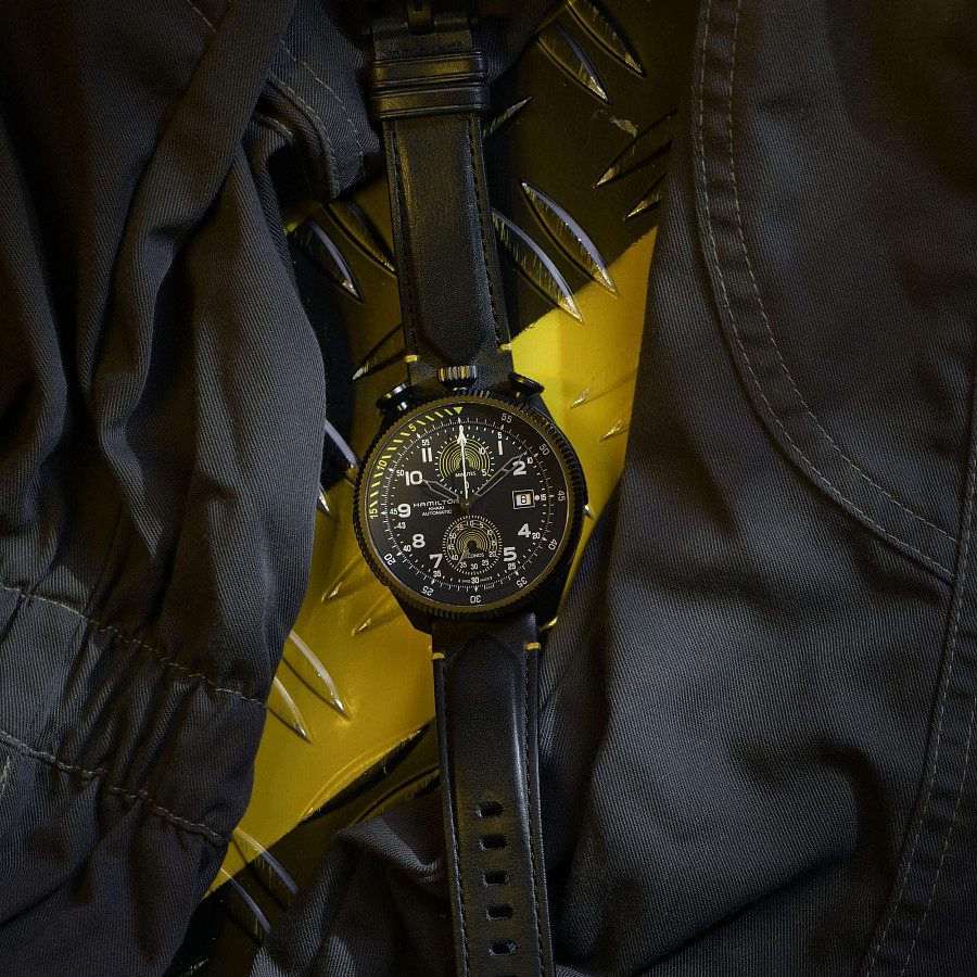 Часы Hamilton Khaki Aviation Takeoff Auto Chrono H76776733 — мужские, кожаный