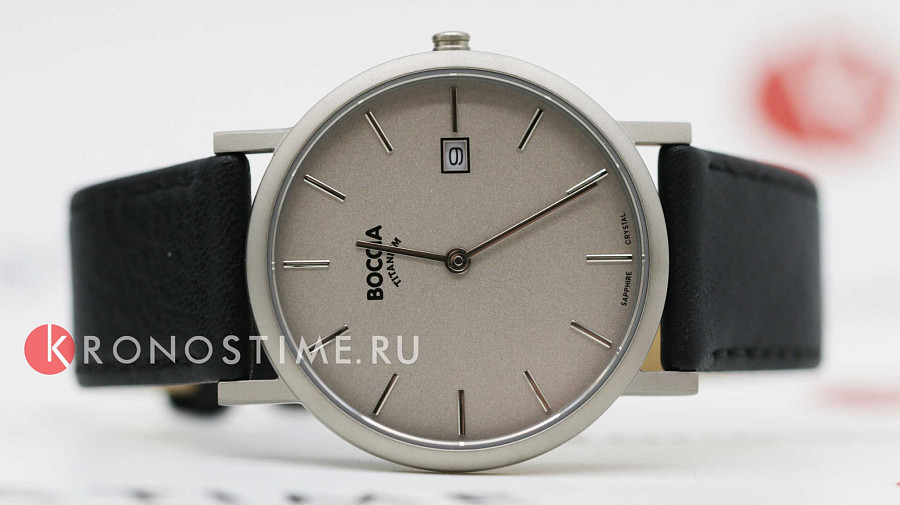 Часы Boccia Titanium Circle-Oval 3637-01 — титан, кожаный