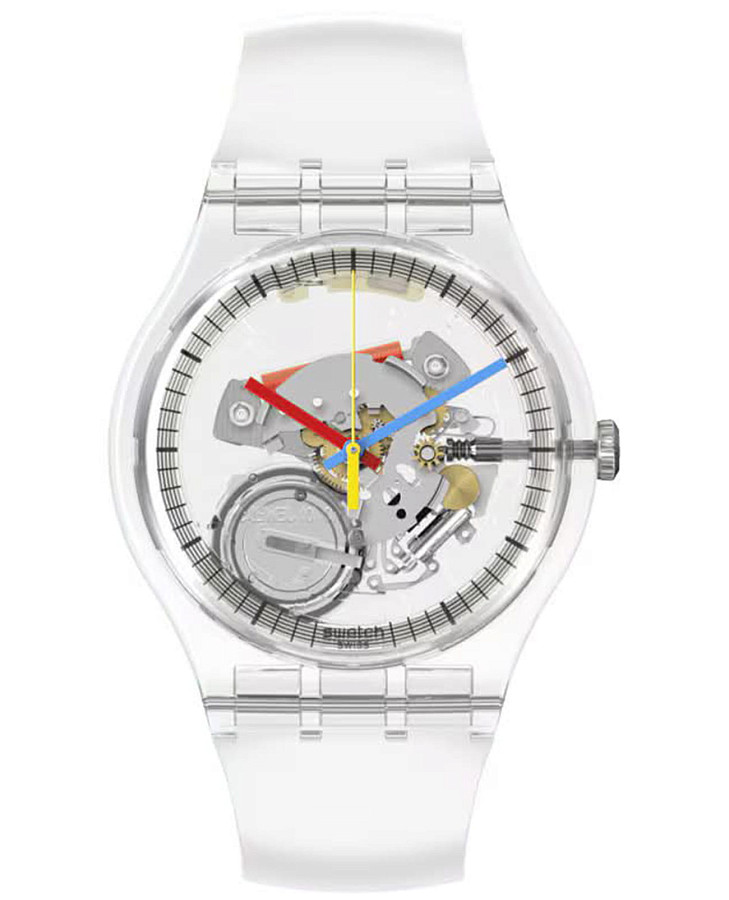 Часы Swatch New Gent Biosourced Swatch Pay! SO29K115-6000 — мужские, прозрачный