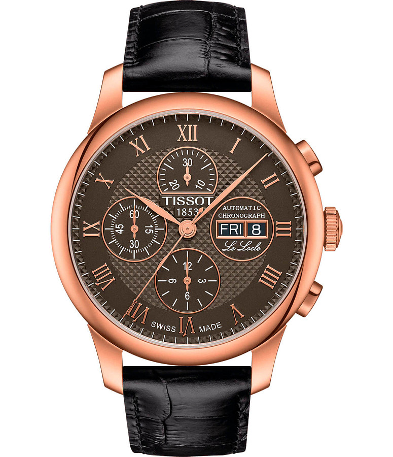 Часы Tissot Le Locle Valjoux Chronograph T006.414.36.443.00 — мужские, коричневый