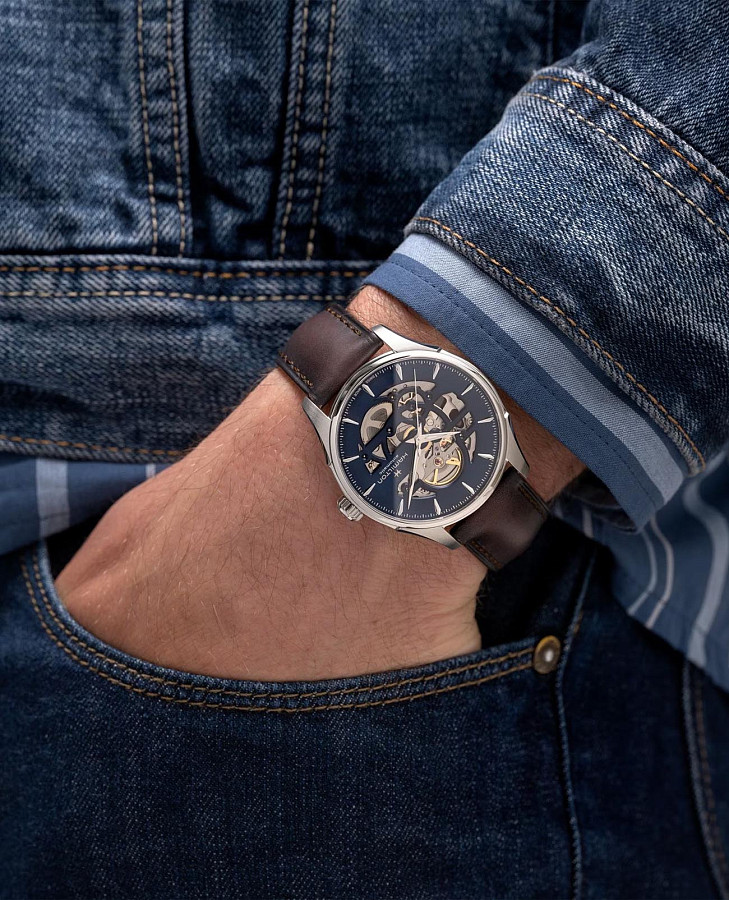 Часы Hamilton Jazzmaster Skeleton Auto H42535541 — кожаный, мужские