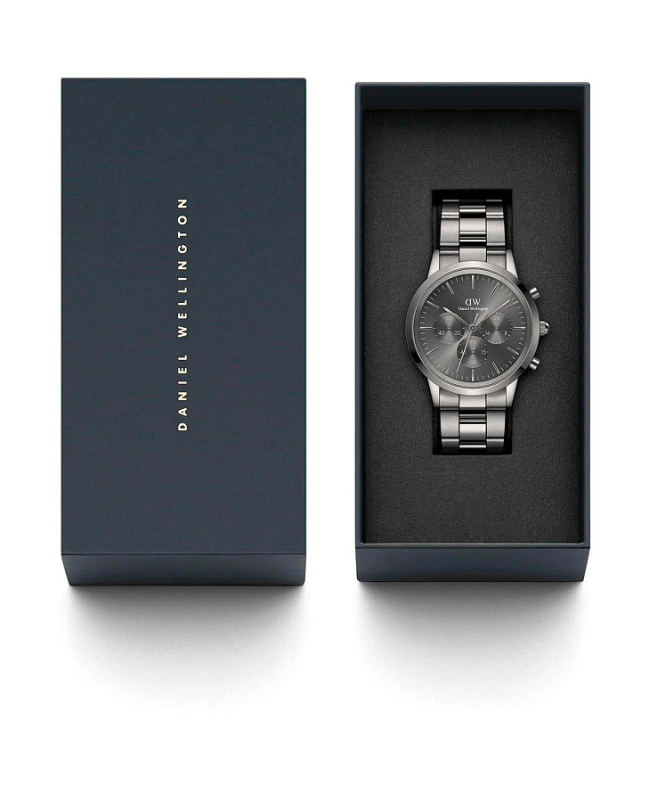 Часы Daniel Wellington Iconic Link Arctic DW00100643 — нержавеющая сталь с pvd-покрытием, мужские