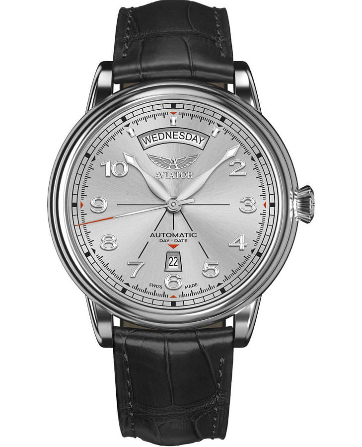 Часы Aviator Douglas Day-Date V.3.44.0.399.4 — мужские, серебристый