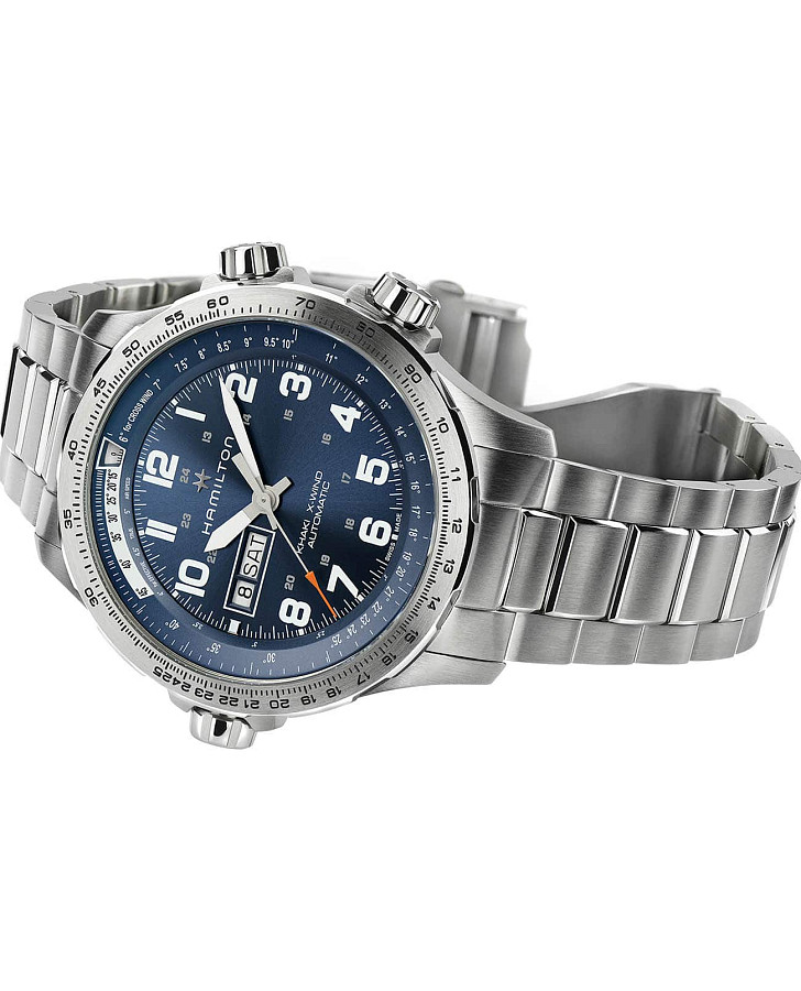 Часы Hamilton Khaki Aviation X Wind Day Date Auto H77765141 — мужские, нержавеющая сталь