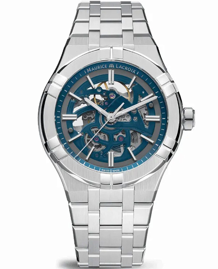 Часы Maurice Lacroix Aikon Automatic Skeleton AI6008-SS00F-031-C — мужские, синий