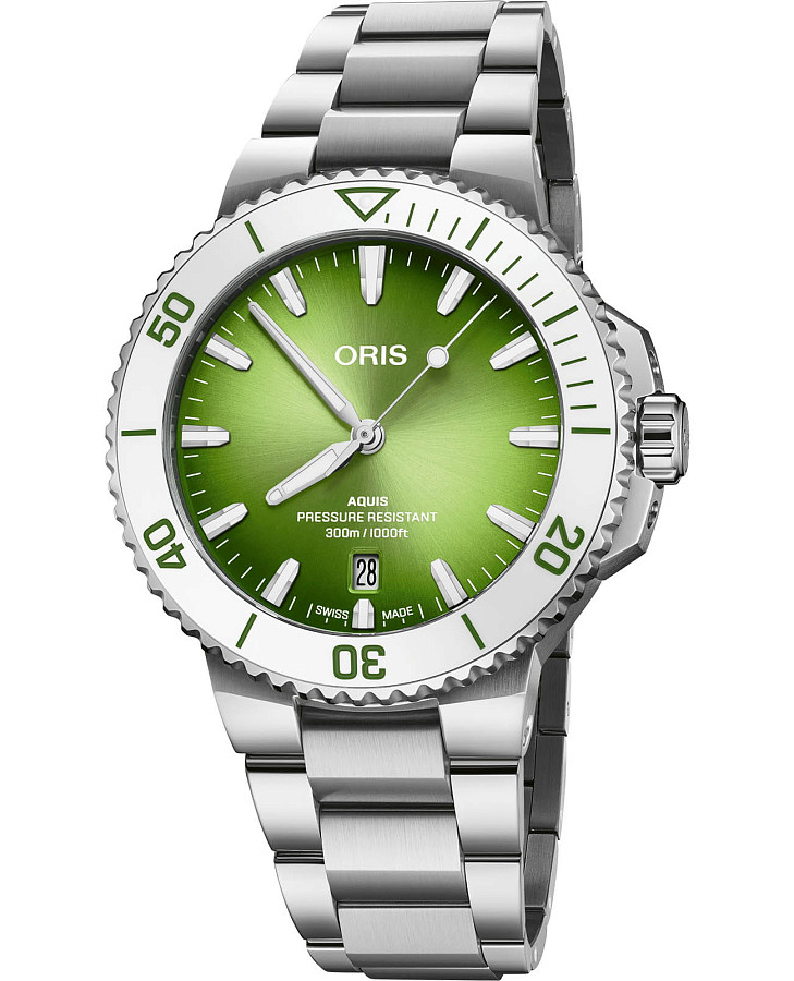 Часы Oris Aquis Date 01 733 7787 4137-07 8 22 04PEB — мужские, зеленый