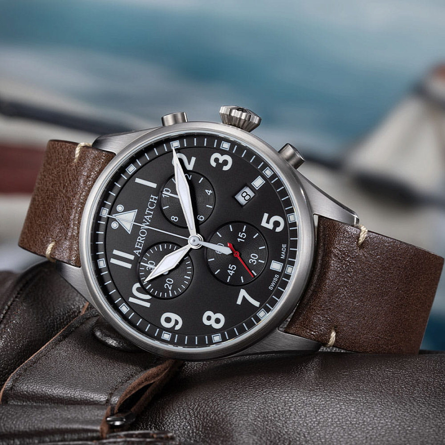 Часы Aerowatch Les Grandes Classiques 79990 AA03 — кожаный, мужские