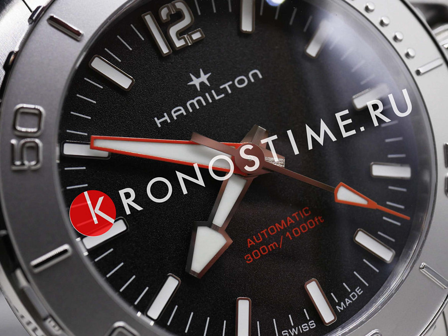 Часы Hamilton Khaki Navy Frogman Auto H77815130 — черный, металл сталь