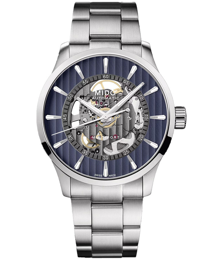 Часы Mido Multifort Skeleton Vertigo M038.436.11.041.00 — мужские, синий