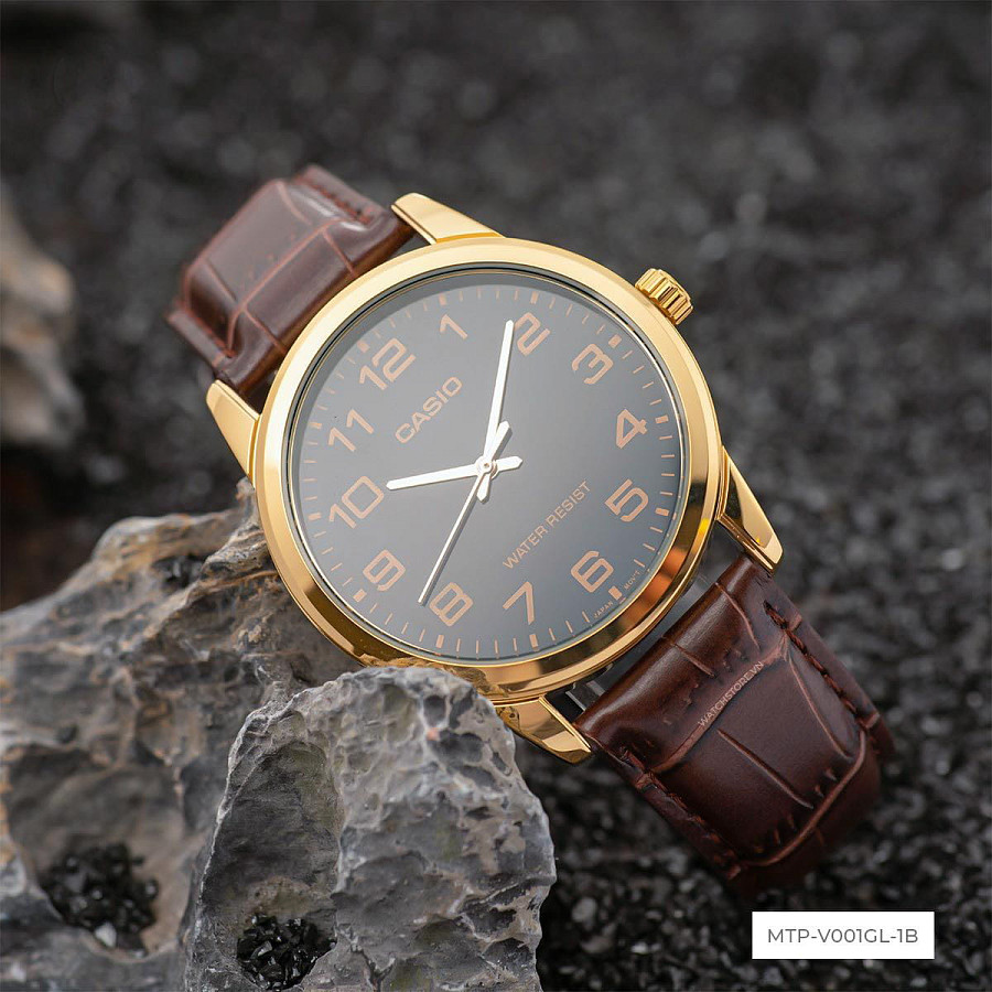 Часы Casio Collection MTP-V001GL-1BUDF (MTP-V001GL-1B) — черный, сталь металл