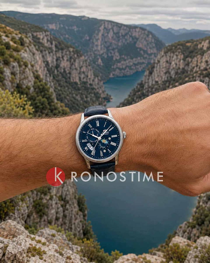 Часы Orient Sun & Moon Classic RA-AK0004J — мужские, синий