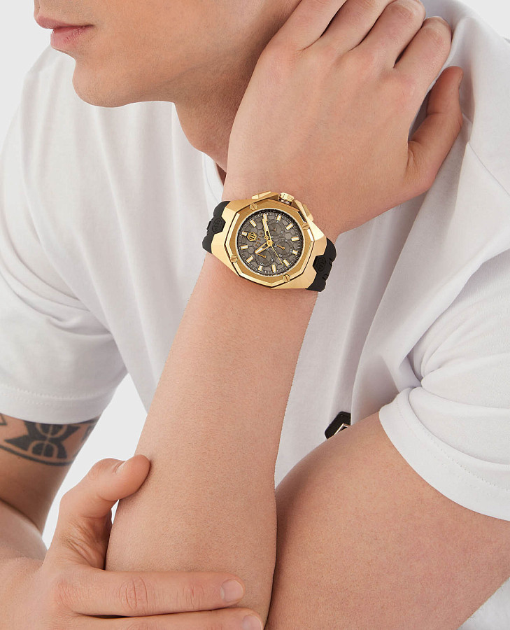 Часы Philipp Plein Octagon PWTBA0423 — кварцевые, сталь металл