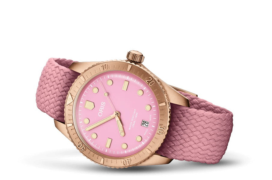 Часы Oris Divers Sixty‑Five 'Cotton Candy' 01 733 7771 3158-07 3 19 04BRS — механические, бронза