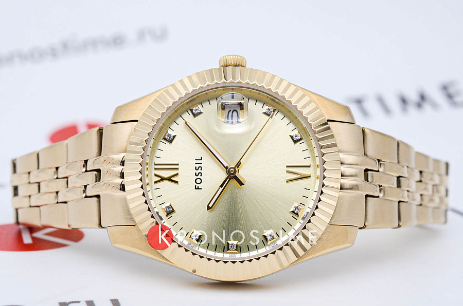 Часы Fossil Scarlette ES5338 — кварцевые, металл сталь
