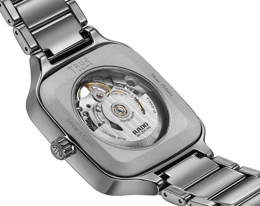 Часы Rado True Square Automatic Open Heart Sparkling R27083722 — высокотехнологичная керамика, женские