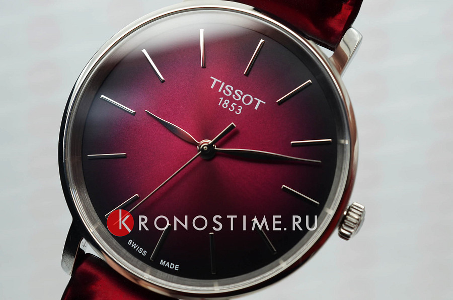 Часы Tissot Everytime Lady T143.210.17.331.00 — бордовый, сталь металл