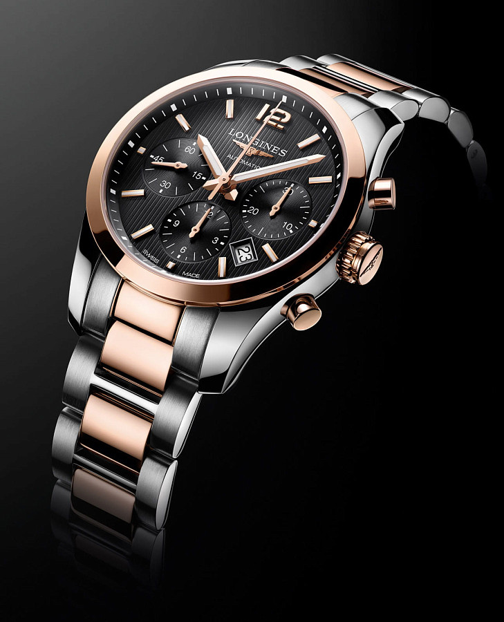 Часы Longines Conquest Collection L2.786.5.56.7 — нержавеющая сталь + золото 18к, мужские