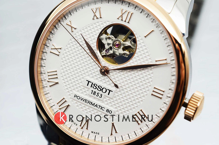 Часы Tissot Le Locle Powermatic 80 Open Heart T006.407.22.033.02 — мужские, сталь c pvd покрытием