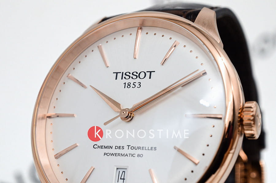 Часы Tissot Chemin des Tourelles Powermatic 80 T139.807.36.031.00 — мужские, кожаный