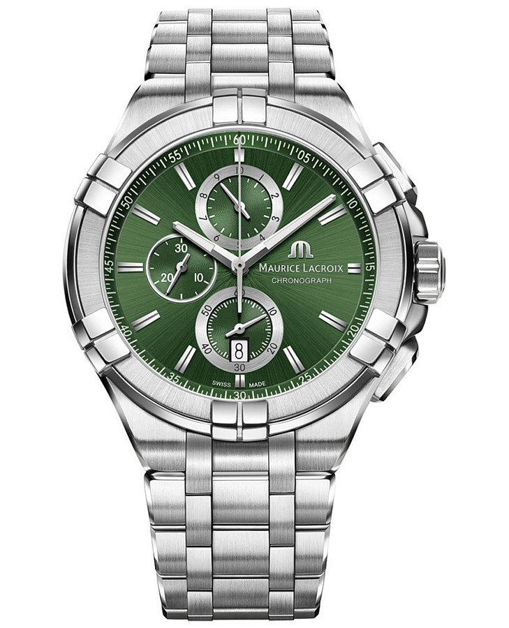 Часы Maurice Lacroix Aikon Chronograph AI1018-SS002-630-1 — мужские, зеленый