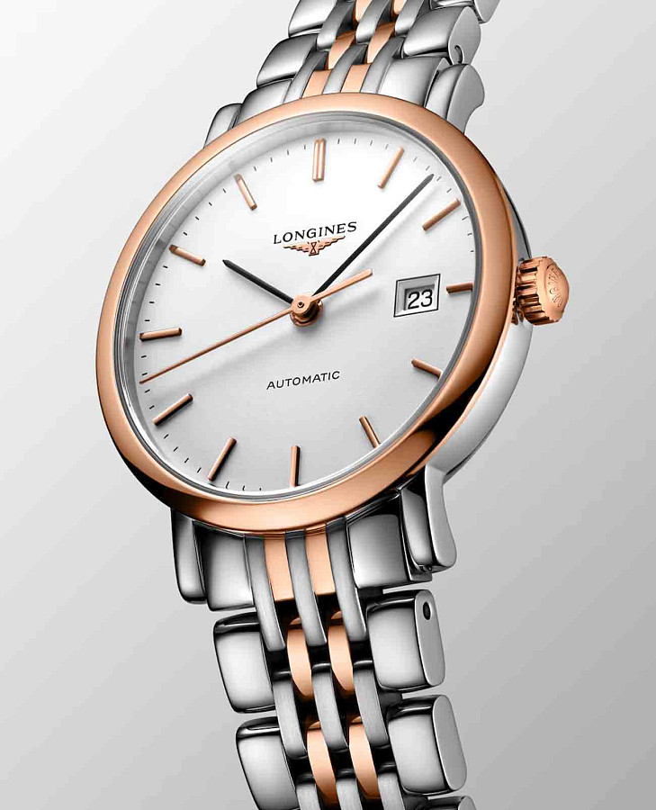 Часы Longines Elegant Collection L4.310.5.12.7 — нержавеющая сталь и 18 каратное розовое золото, женские