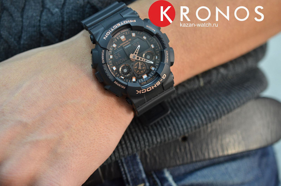 Часы Casio G-Shock GA-100GBX-1A4 — пластик, мужские