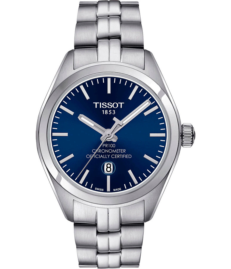 Часы Tissot PR 100 Lady COSC T101.251.11.041.00 — женские, синий