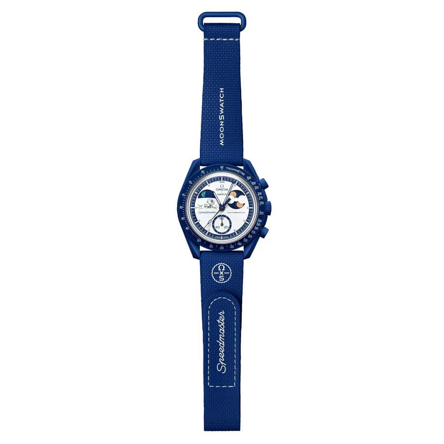 Часы Swatch x Omega Bioceramic Moonswatch Mission to Earthphase - Moonshine Gold SO33N701L — кварцевые, биокерамика