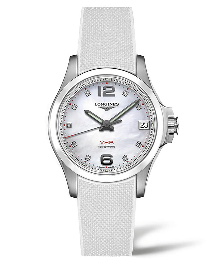 Часы Longines Conquest V.H.P. L3.319.4.87.9 — женские, перламутровый