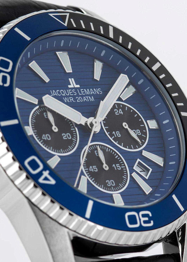 Часы Jacques Lemans Liverpool Diver 1-2206B — кварцевые, сталь металл