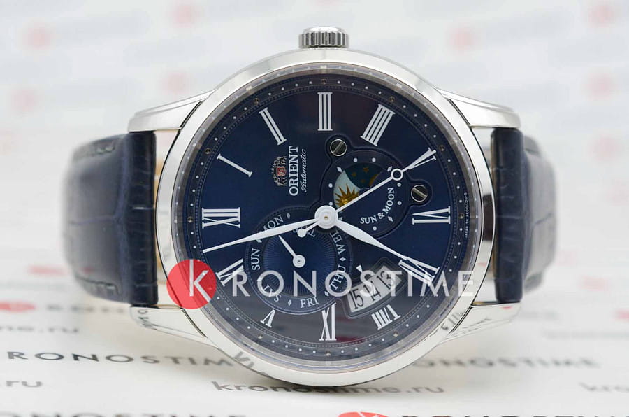 Часы Orient Sun & Moon Classic RA-AK0004J — механические, металл сталь