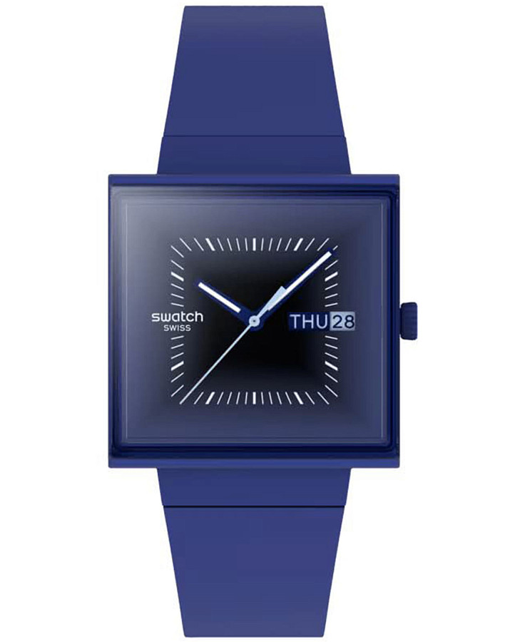Часы Swatch Squarely Blacklight SO34N700 — женские, синий