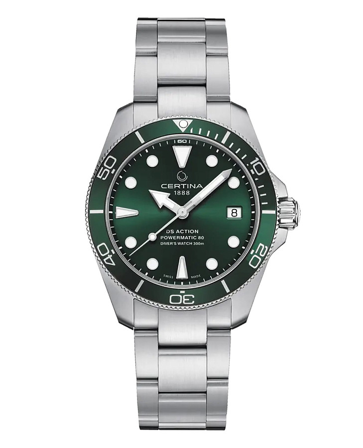 Часы Certina DS Action Diver Powermatic C032.807.11.091.00 — мужские, зеленый