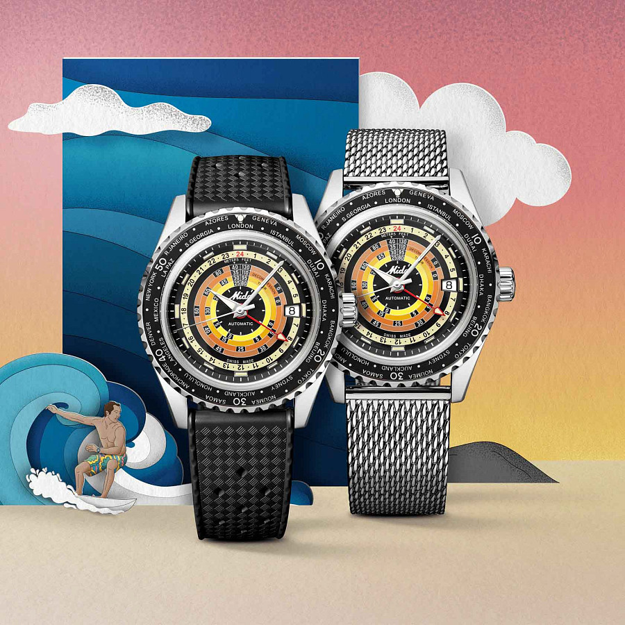 Часы Mido Ocean Star Decompression Worldtimer 200 M026.829.17.051.00 — металл сталь, мужские, Швейцария